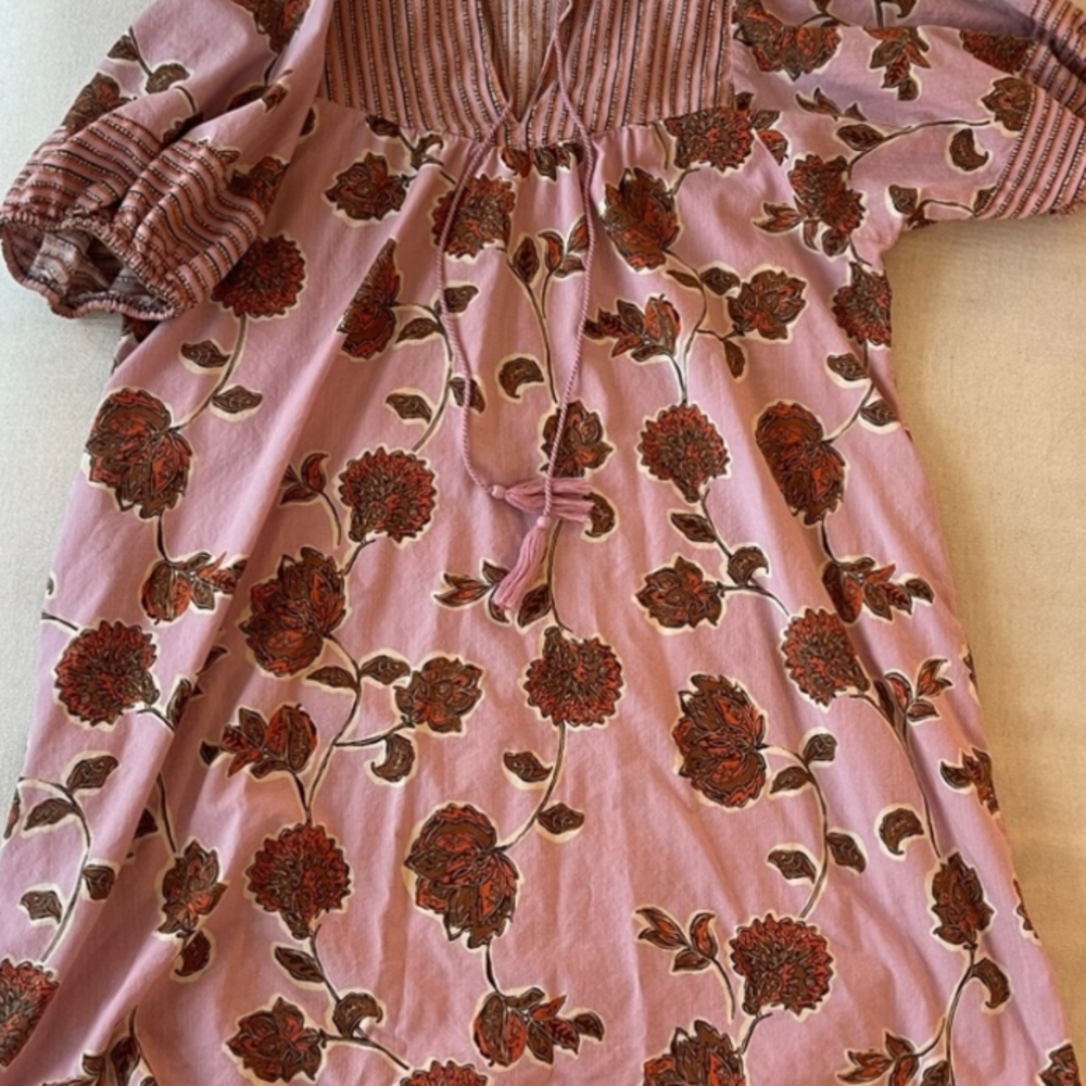 Knox Rose Size Medium Floral Pink and Brown Dress